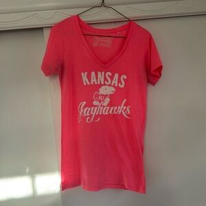 Pink Kansas Jayhawks Fitted V Neck